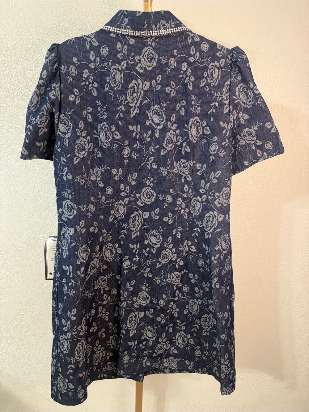 Eliza J -Navy and Light Blue Floral Jacquard Dress with sequin accents- Size 16 - Picture 10 of 11